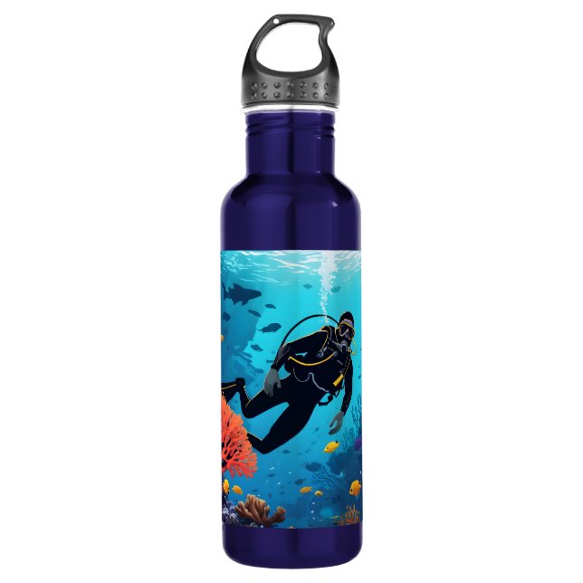 Individuelle Name Scuba Diver Edelstahlflasche (Vorderseite)