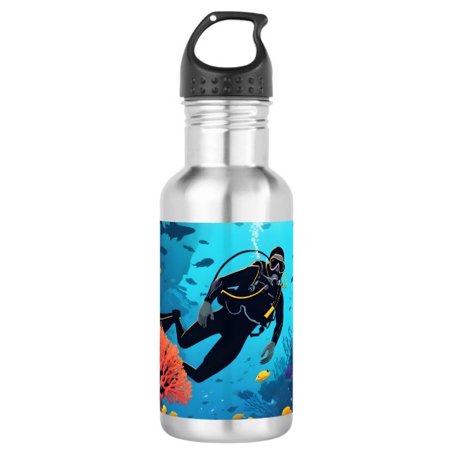 Individuelle Name Scuba Diver Edelstahlflasche (Vorderseite)