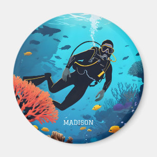 Individuelle Name Scuba Diver Magnet