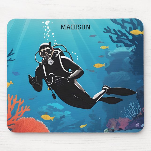 Individuelle Name Scuba Diver Mousepad (Vorne)
