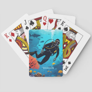 Individuelle Name Scuba Diver Spielkarten