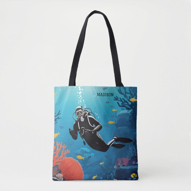 Individuelle Name Scuba Diver Tasche (Vorderseite)