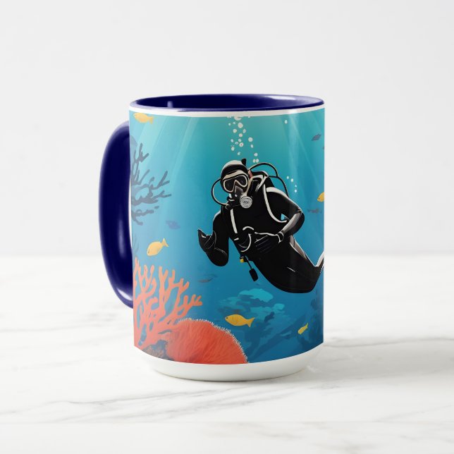 Individuelle Name Scuba Diver Tasse (Vorderseite Links)