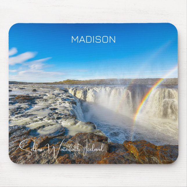 Individuelle Name Selfoss Wasserfall, Island Mousepad (Vorne)