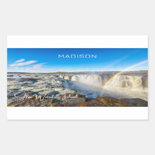 Individuelle Name Selfoss Wasserfall, Island Rechteckiger Aufkleber