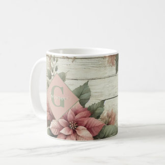 Individuelle Name Shabby Chic Pastel Poinsettias G Kaffeetasse
