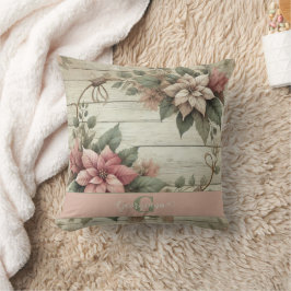 Individuelle Name Shabby Chic Pastel Poinsettias G Kissen