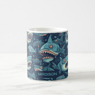 Individuelle Name Sharks Muster Kaffeetasse
