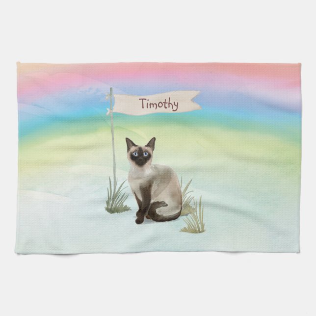 Individuelle Name Siamese Cat Pet Geschirrtuch (Horizontal)