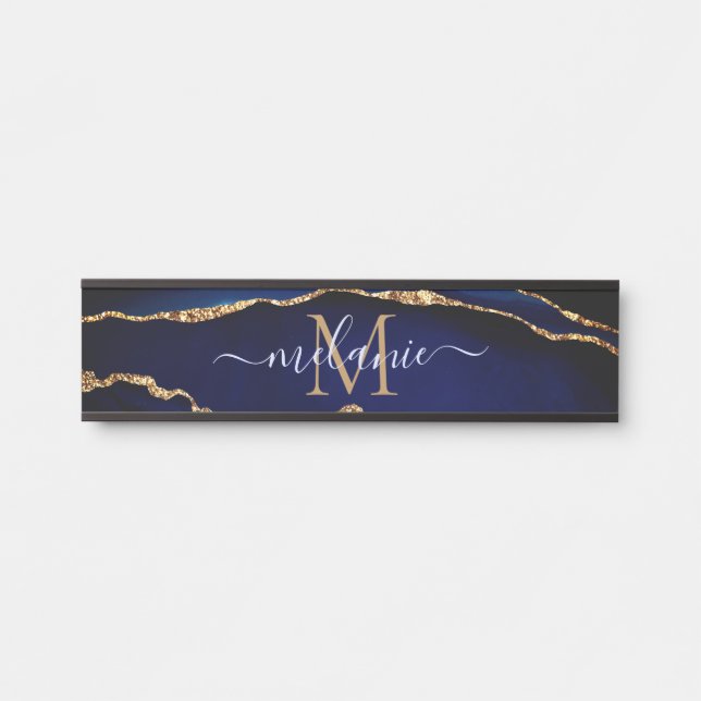Individuelle Name-Signatur für die blaue Marmortür Türschild (Vorderseite )