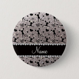Individuelle Name Silber Glitzer Chefin Button