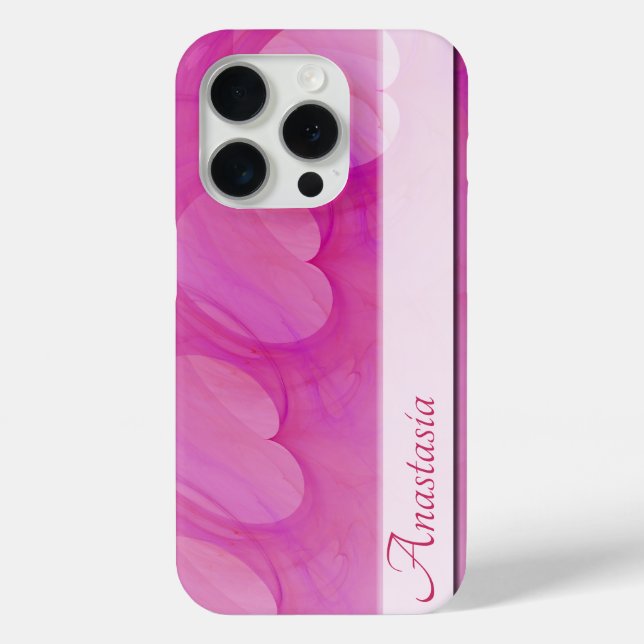 Individuelle Name Silky Pink Abstrakte Herzlinie Case-Mate iPhone Hülle (Rückseite)