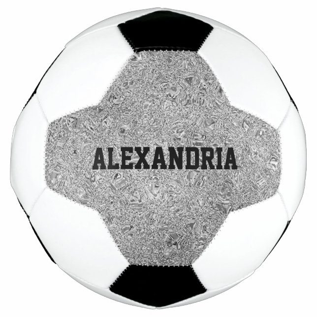 Individuelle Name Silver Glitzer Foil Sparkasse Fußball (Vorderseite)