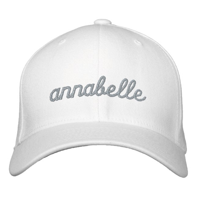 Individuelle Name | Silver Gray Modern Handwriting Bestickte Baseballkappe (Vorderseite)