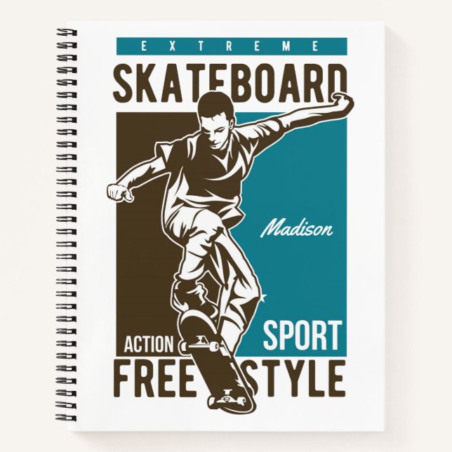 Individuelle Name Skateboard Notizbuch (Vorderseite)