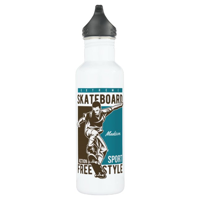 Individuelle Name Skateboard Wasserflasche Edelstahlflasche (Rechts)