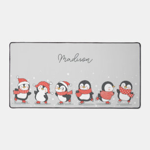Individuelle Name Skaten Penguins Schreibtischunterlage