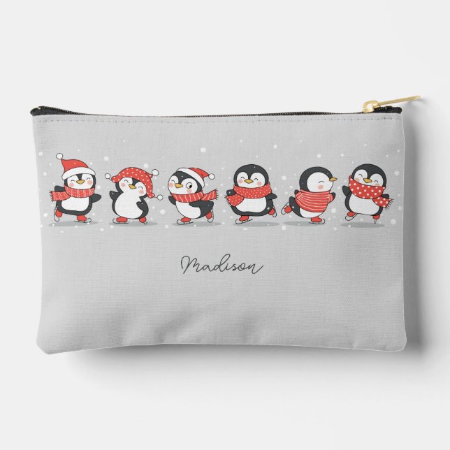 Individuelle Name Skaten Penguins Zubehörtasche (Rückseite)