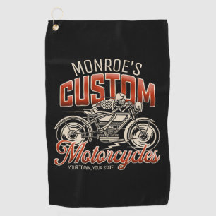 Individuelle Name Skeleton Motorrad-Shop Golfhandtuch