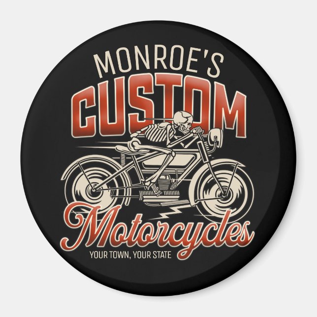 Individuelle Name Skeleton Motorrad-Shop Magnet (Vorne)
