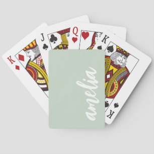 Individuelle Name-Skripte leuchten grün und weiß Spielkarten