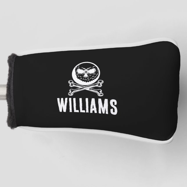 Individuelle Name Skull Golf Ball und Crossbones Golf Headcover (Vorderseite)
