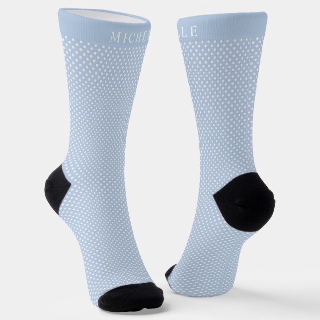Individuelle Name Sky Baby Powder Blue Polka Dot Socken (Gewinkelt)