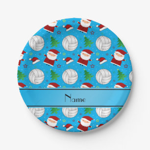 Individuelle Name Sky Blue Volleyball Weihnachtsmu Pappteller