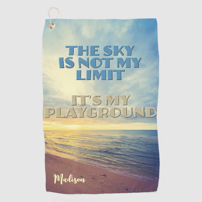 Individuelle Name Sky Quote Golfhandtuch (Vorderseite)