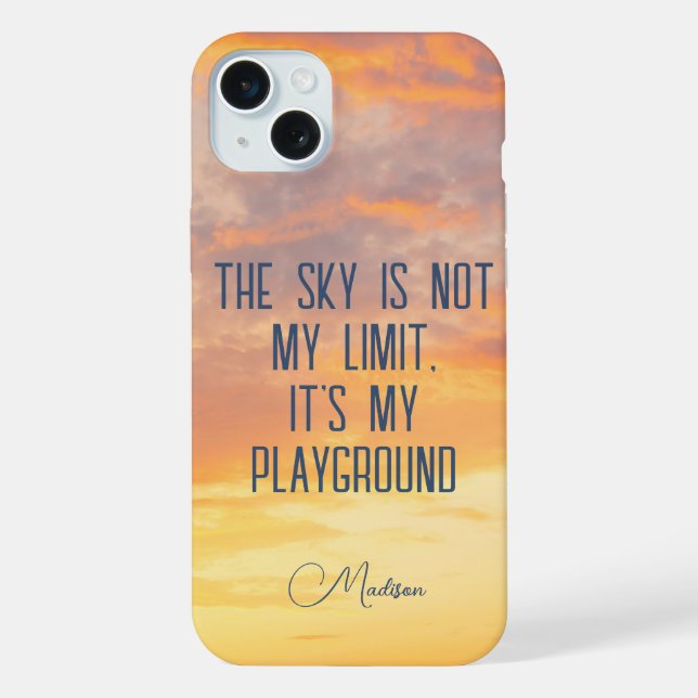 Individuelle Name Sky Quote iPhone 15 Plus Hülle (Rückseite)