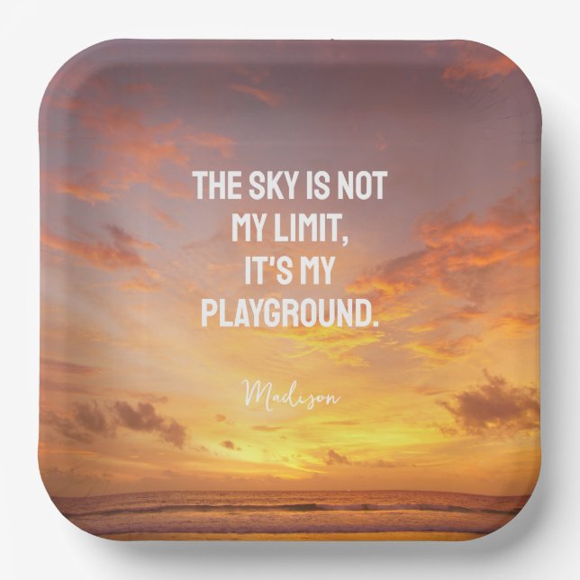 Individuelle Name Sky Quote Pappteller (Vorderseite)