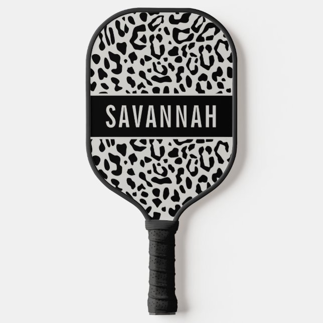 Individuelle Name Snow Leopard Tierdruckmuster Pickleball Schläger (Vorderseite)