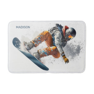 Individuelle Name Snowboarder Illustration Badematte