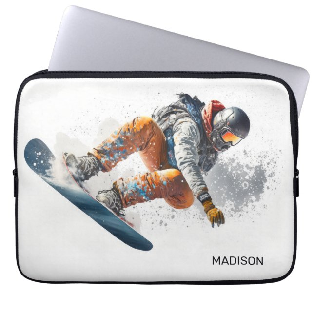 Individuelle Name Snowboarder Illustration Laptopschutzhülle (Vorderseite)