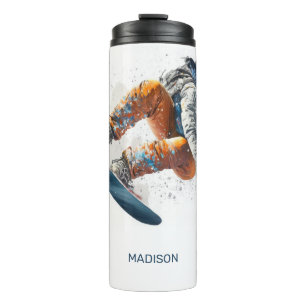 Individuelle Name Snowboarder Illustration Thermosbecher