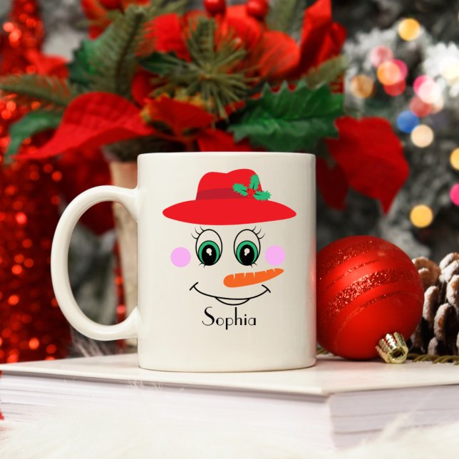 Individuelle Name Snowman Red Hat Kaffeetasse (Von Creator hochgeladen)