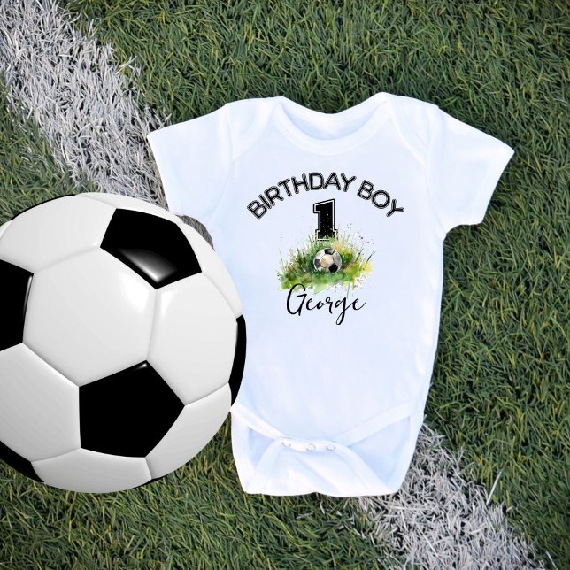 Individuelle Name Soccer Ball Erster Geburtstag Baby Strampler (Von Creator hochgeladen)
