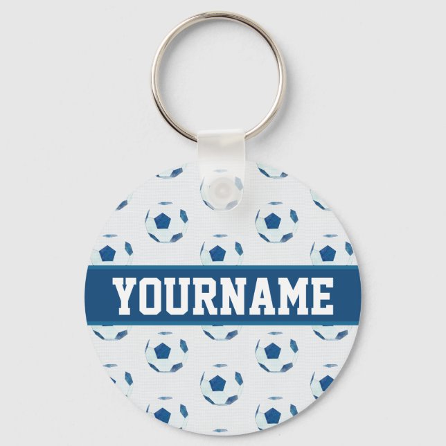 Individuelle Name Soccer Ball Sketch Muster Schlüsselanhänger (Vorderseite)
