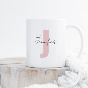 Individuelle Name Soft Rose Rosa Anfangsbuchstabe Kaffeetasse