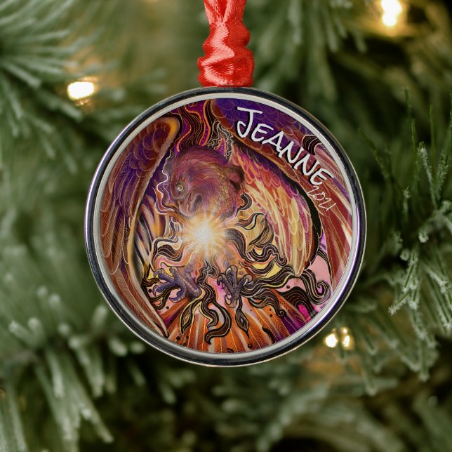 Individuelle Name Solar Burst Hawk Ornament Aus Metall (Baum)