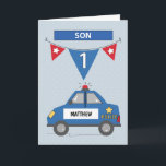 Individuelle Name Son 1. Geburtstag Blaue Polizeiw Karte<br><div class="desc">Machen Sie Ihren Sohn zum ersten Geburtstag zu einem unvergesslichen,  indem Sie ihm diese Karte geben. Nach einigen Jahren wird er zu Ihnen rennen,  um zu teilen,  dass an seinem ersten Geburtstag,  gab es ein Polizeiauto,  das ihm Grüße schickte. Und dass sein Name auf der Seite des Autos war.</div>