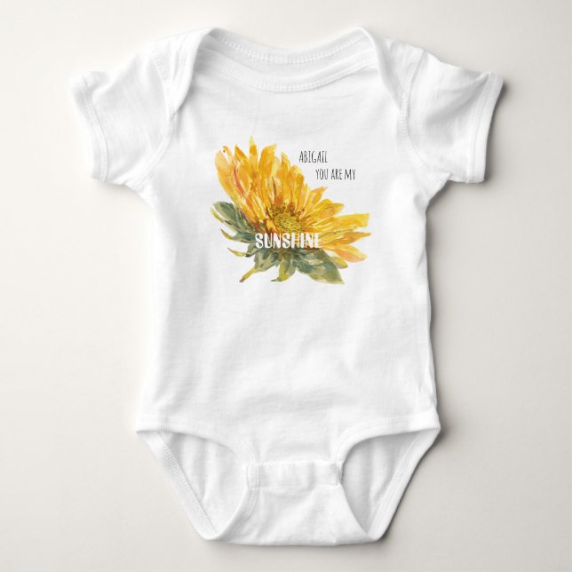 Individuelle Name Sonnenblume Sie sind mein Sonnen Baby Strampler (Vorderseite)