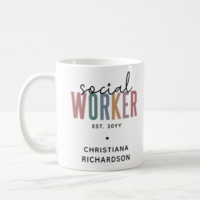 Individuelle Name Sozialarbeiter Abschluss Geschen Kaffeetasse (Links)