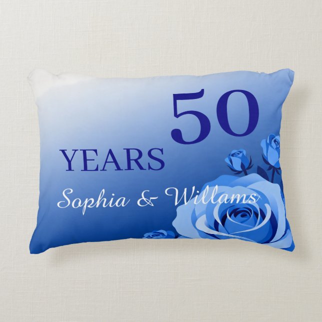 Individuelle Name & Special Years Romantische Blau Dekokissen (Vorderseite)