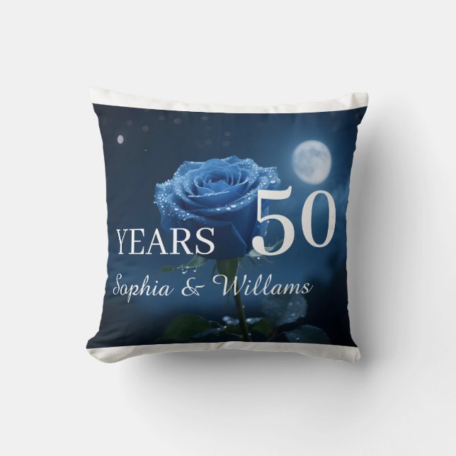 Individuelle Name & Special Years Romantische Blau Kissen (Vorderseite)