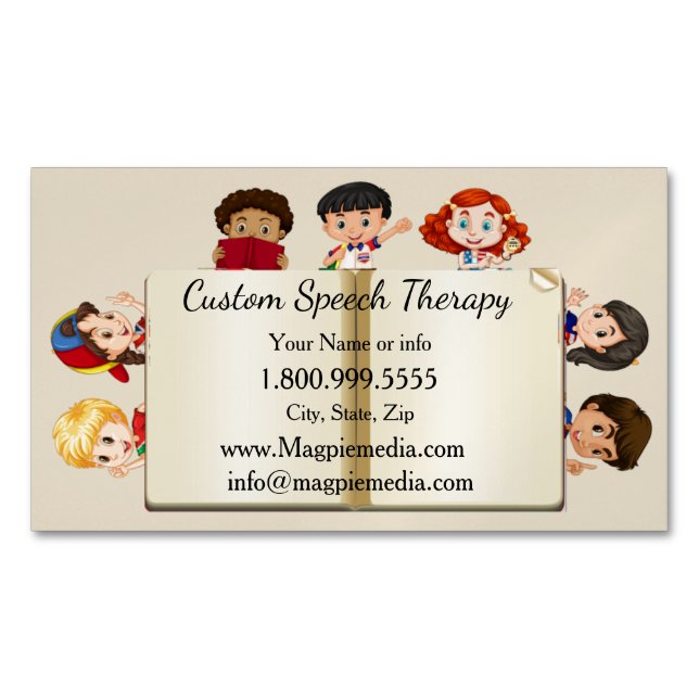 Individuelle Name Speech Therapy Kinder Cartoon Magnetische Visitenkarte (Vorderseite)