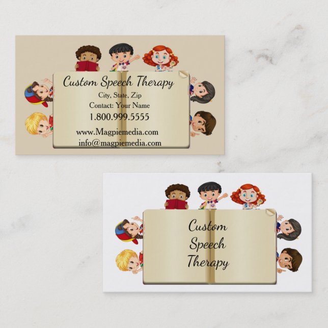 Individuelle Name Speech Therapy Kinder Cartoon Visitenkarte (Vorne/Hinten)
