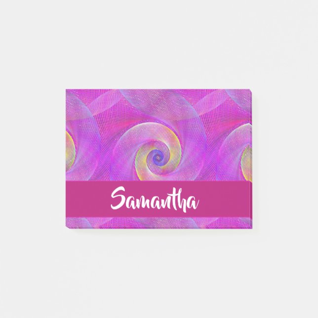 Individuelle Name-Spiralnetze lila Post-it Klebezettel (Vorderseite)
