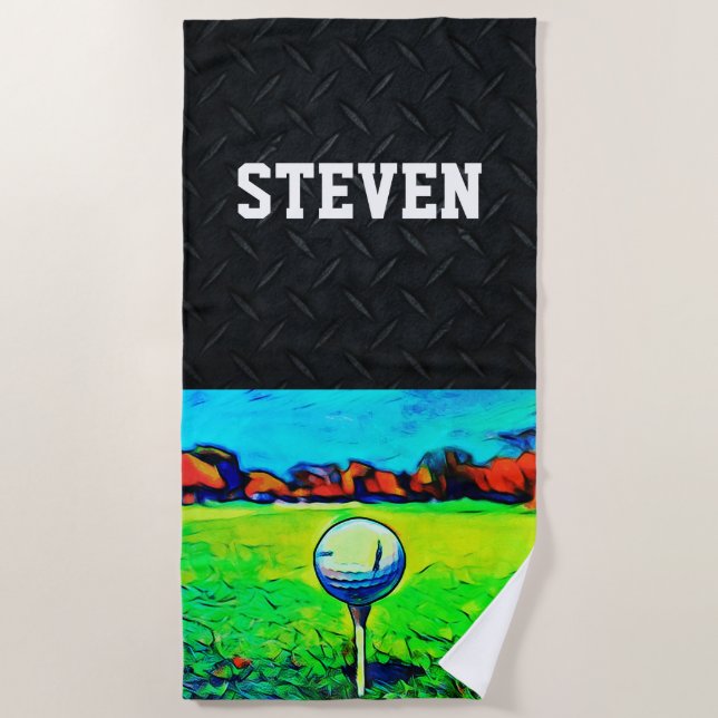 Individuelle Name Sports Golf Ball Herren Hobby Co Strandtuch (Vorderseite)