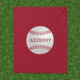 Individuelle Name Sports Theme Red Baseball Blanke Fleecedecke